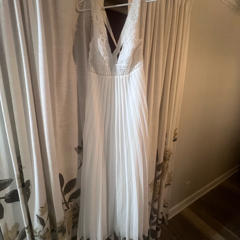 ASOS Design Sleeveless Maxi Lace Bodice, Pleated Skirt